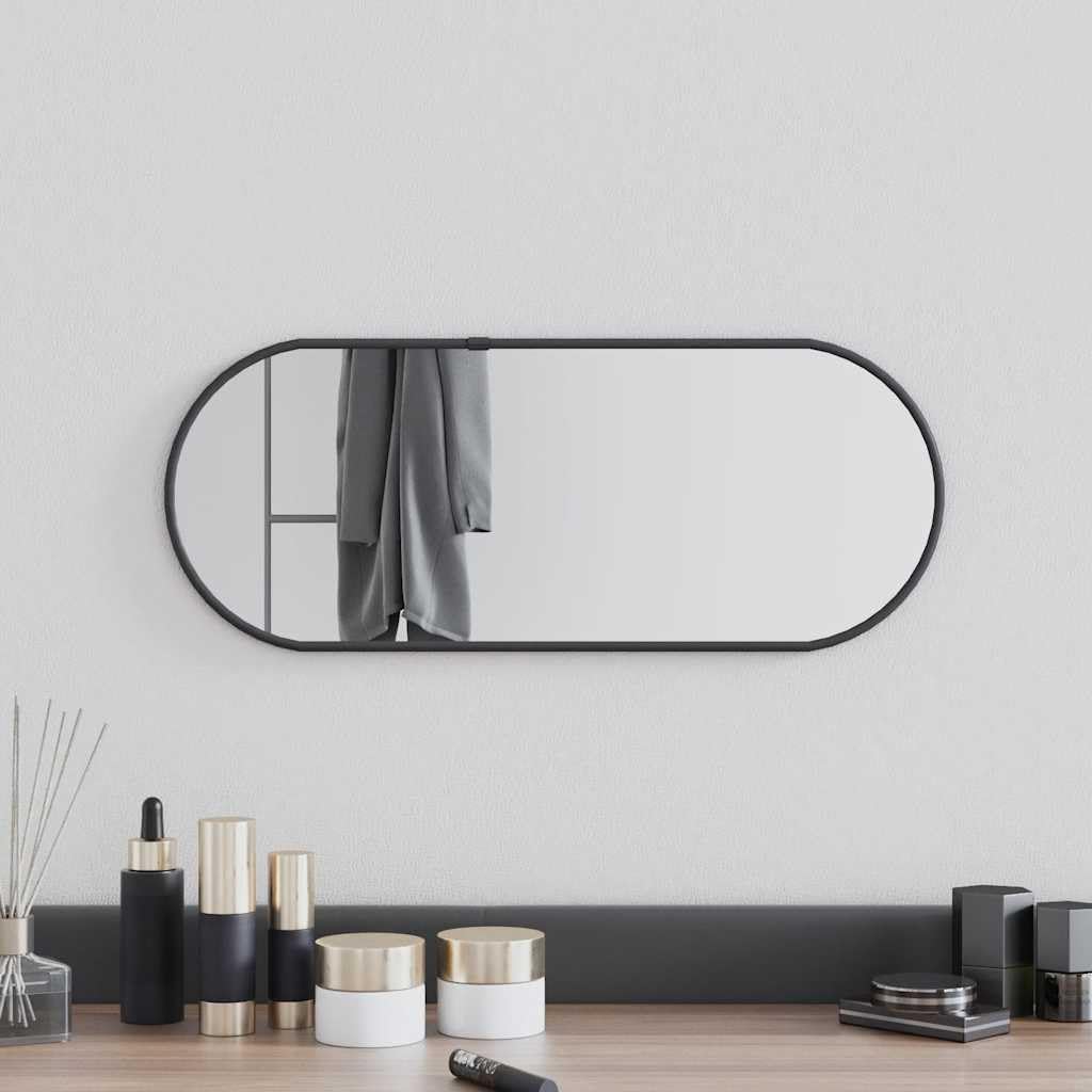 Miroir mural ovale noir de qualité supérieure avec verre transparent