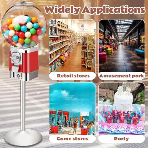 Image of Simgoing Vending Machine with Metal Stand Capsule Vending Machines Commercial Coin Gumball Machine Cent Coin Operated Candy Dispenser Gumball Machines for Business or Home