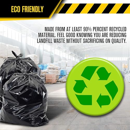 Image of Ultrasac Heavy Duty 45 Gallon Trash Bags Huge 50 Count /w Ties) - 1.8 MIL - 38 inch x 45 inch - Large Black Plastic Garbage Bags for Contractor, Industrial, Home, Kitchen, Commercial, Yard, Lawn, Leaf