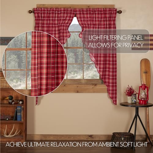 VHC-Brands-Braxton-Window-Curtains-Scalloped-Prairie-Short-Panel-Set-of-2-Red-63x36x18 VHC Brands Braxton Window Curtains Scalloped Prairie Short Panel Set of 2 Red 63x36x18