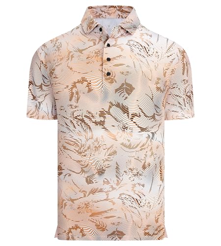 Image of Alex Vando Mens Golf Shirts Short Sleeve Breeze Quick-Dry Print Polo Shirt