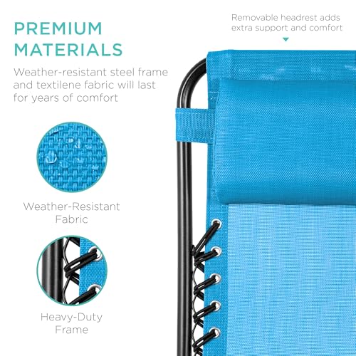 image for Best Choice Products Set of 2 Adjustable Steel Mesh Zero Gravity Loung