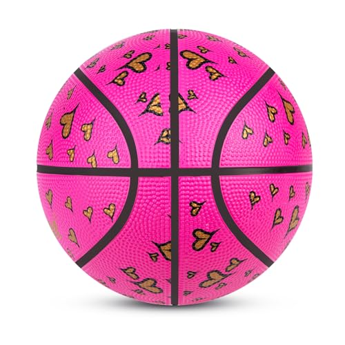 PP PICADOR Size 3 Basketball, Hot Pink Girls Basketball for Toddler Kids Junior, Mini Rubber Basketballs Indoor Outdoor Game Play School Gift(22inch)
