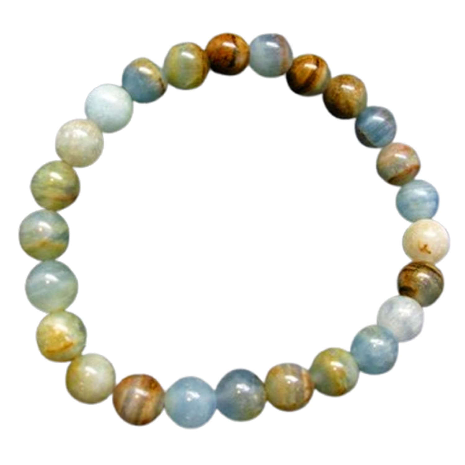 Natural Lemurian Aquatine Calcite 8mm Round Shape Smooth Cut Beads Stretchable Bracelet For Men & Women. Unisex Bracelet For Healing, Meditation, Prosperity, Gift &...