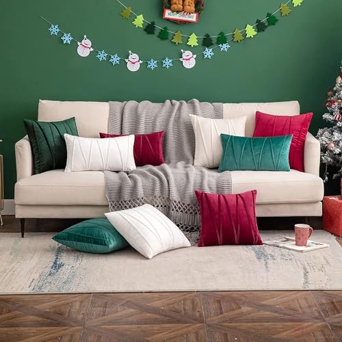 Image of Khooti Velvet Striped Cushion Cover Pack of 1-10 inch x 10 inch / 25 x 25 cm | Army Green | Soft Pillow Covers Cushion Case for Sofa Bedroom Livingroom Chair Car, Cushion Cover with Zig Zag Pattern