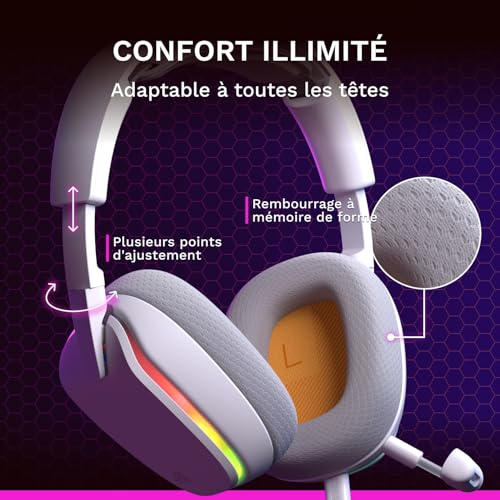 Casque gaming stéréo RGB avec transducteurs inclinés sur mesures - 5