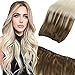 Produktbild LaaVoo Microring Extensions Naturlich Tressen 50Gramm Remy Human Hair Ein Stuck Easy Weft/EZE Weft 12" Width 16zoll/40cm Hellbraun Balayage Blond #8/59