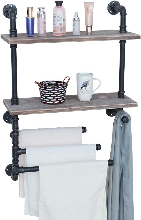 bathroom shelf and towel rack