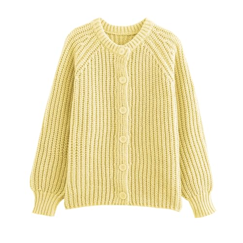 Image of KEOMUD Women's Long Sleeve Cardigan Sweaters Spring Casual Crewneck Button Down Chunky Knit Cardigans
