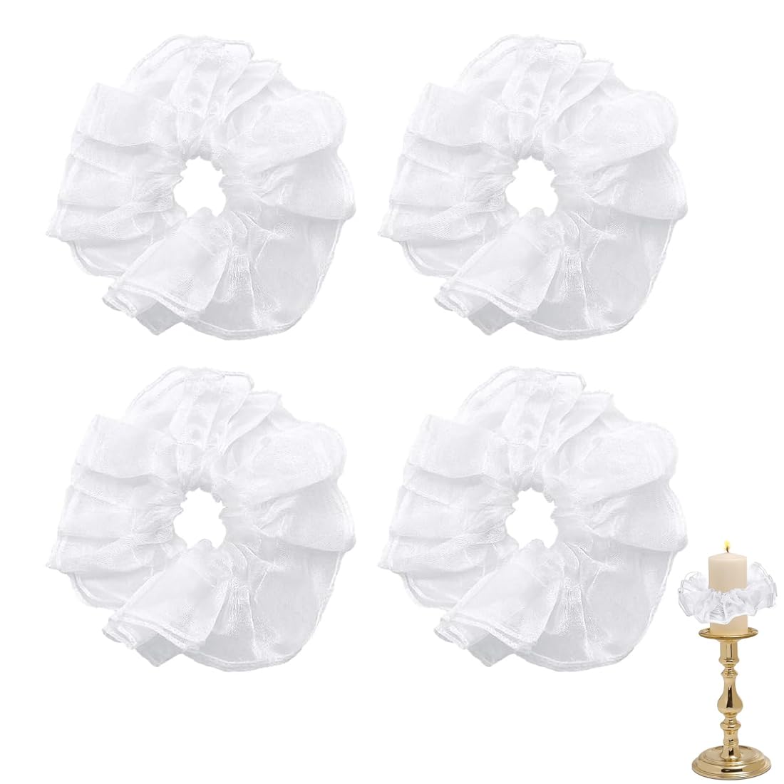 Lsydgn 8 Pezzi Candele Antigoccia Gocce In Tulle/Protezione Antigoccia Tulle Bianco Gonna a Candela Manicotti Decorazione Di Candele Per Comunione, Battesimo, Matrimonio, Compleanno