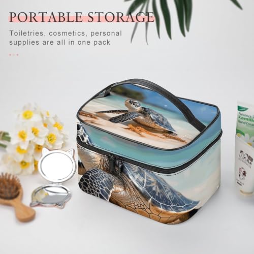 Foldable Travel Luggage Bag for Men And Women, Dry And Wet Separation Portable Travel Luggage Bag, Sea Turtle on The Beach Printed Waterproof Sports Luggage Bag, Fitness Bag 5
