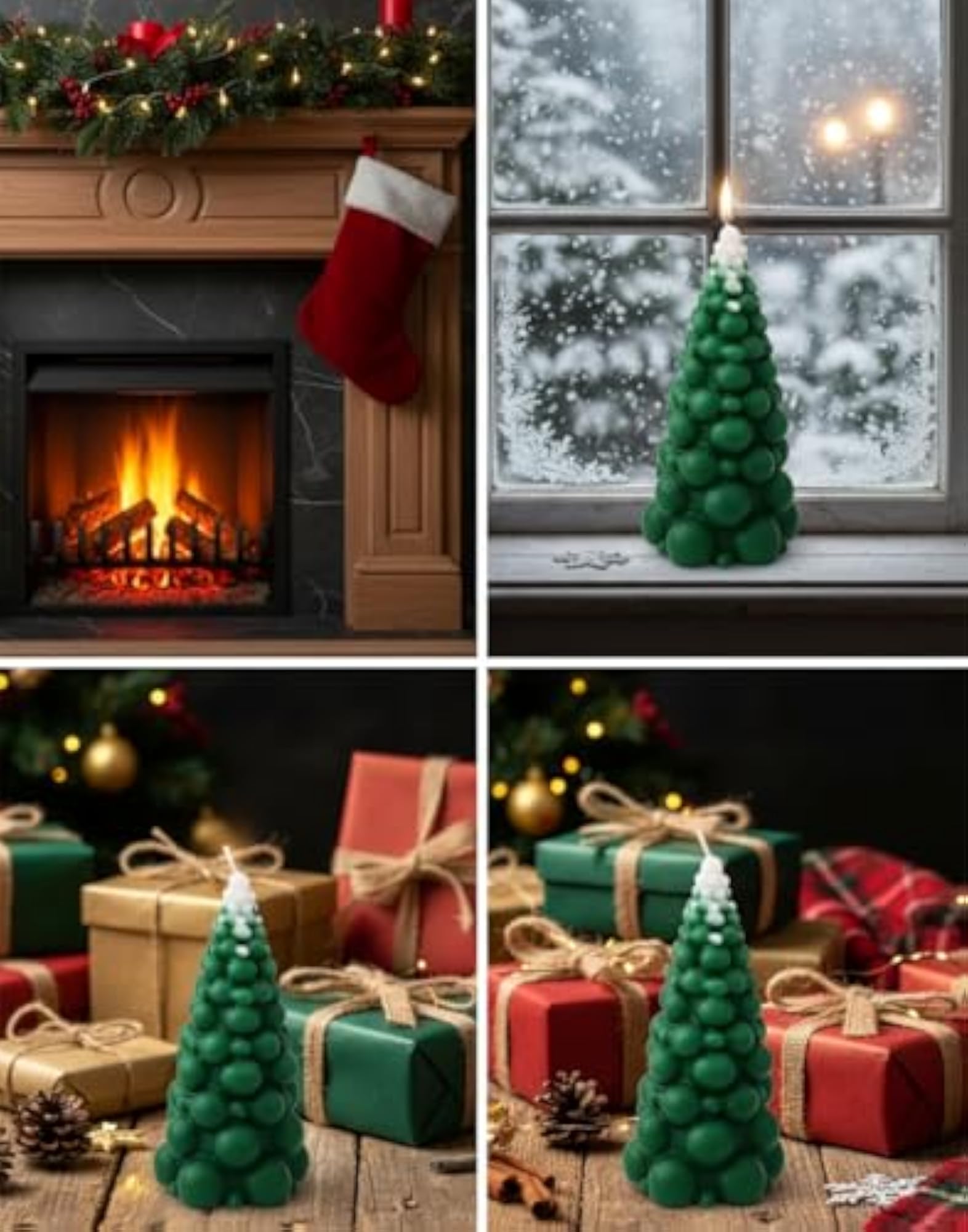 Handcrafted Christmas Tree Candle, Festive Decor