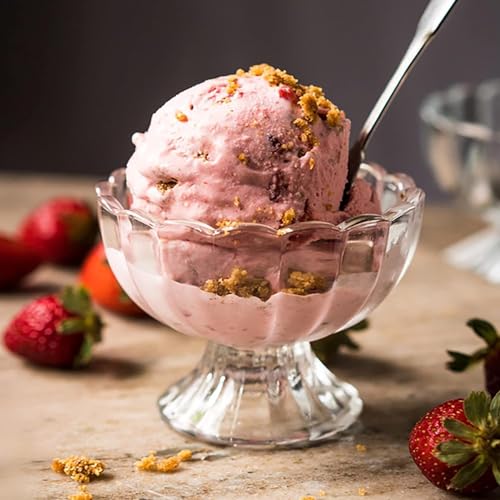 Image of Glassbunny European Royal Dessert Cup Set of 6 Pcs for Ice Cream, Sundae, Sweets, Snacks, Fruit, Pudding, Nuts or Dip, Footed Glass Serving Bowls 130ML Capacity and BPA Free