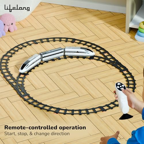 Image of Lifelong Metro Remote Control Bullet Train Set for Kids 1-8 Yrs, 37 Pcs with LED Headlight, Easy Fit Train Track Set, Flexible Layout, High-Speed Metro Toy Train with Sounds for Indoor Play (LLCRCT01)