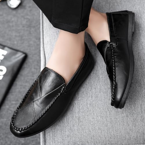 Loafers for Men Round Toe Solid Color Faux Leather Loafer Slip Resistant Lightweight Flexible Walking Slip-on3