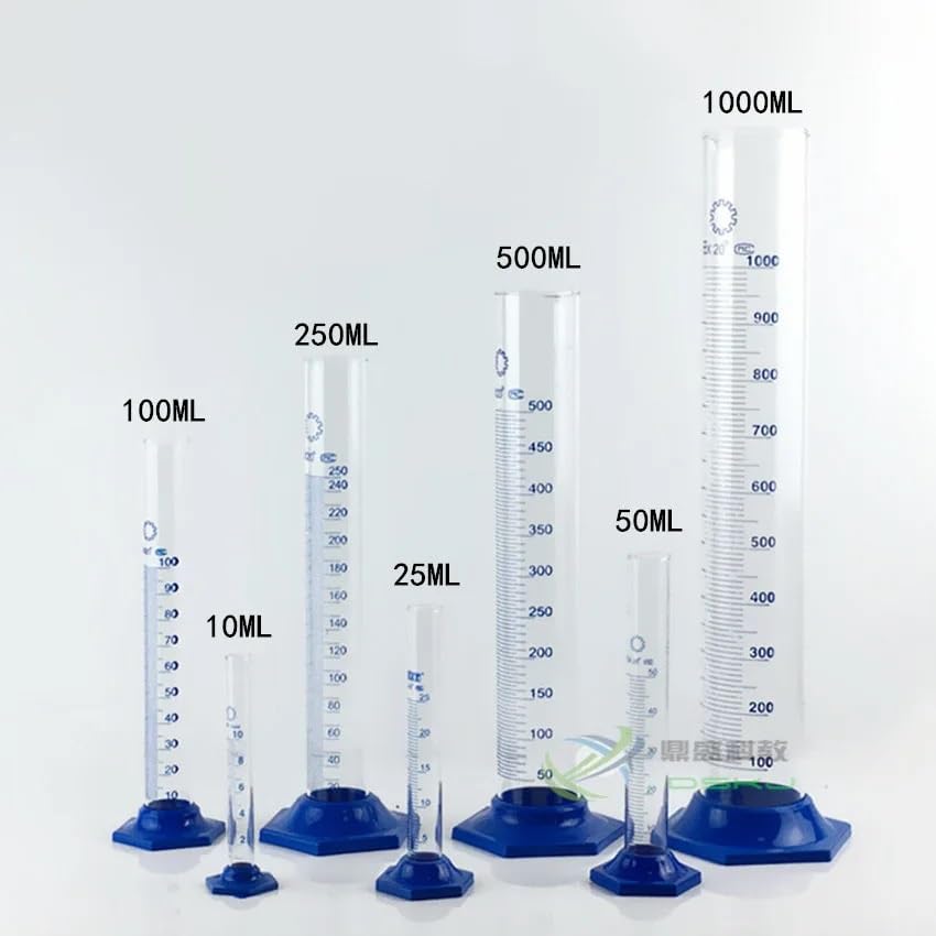 Cilindro graduato in vetro con scala 10/25/50/100/250/500/1000ml base in plastica for esperimenti chimici(1000ml)