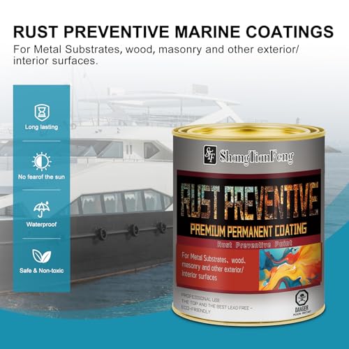 Gray Rust Preventive Paint, Rust Inhibitor and Corrosion Permanently, Anti-rust, Non-porous Protective Barrier, UV Resistance and Heat Resistance, 32 Fl Oz