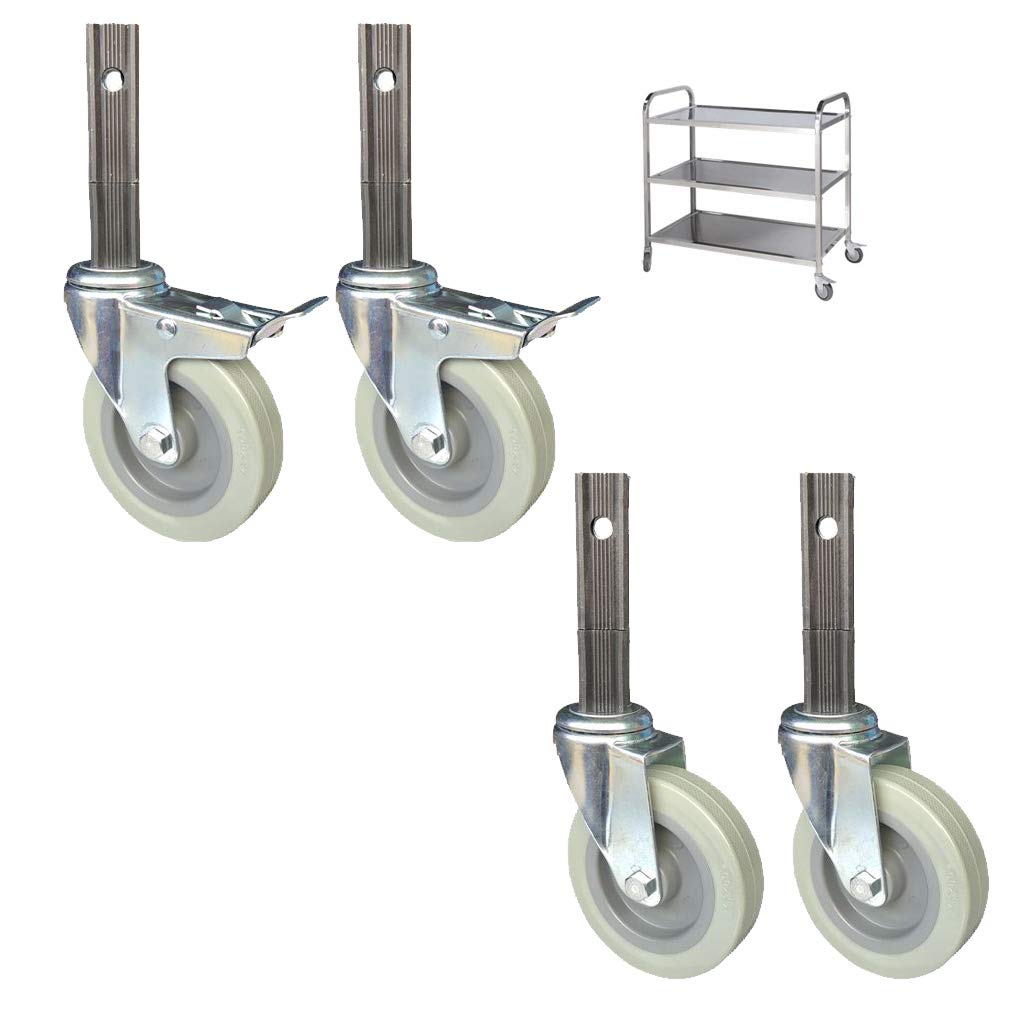 GBRJUYF 4" Heavy-Duty PU Swivel Casters - Set of 4 Noise-Free Furniture Wheels with Square Tube Support, 300kg Load Capacity, Ideal for Kitchen Carts & Workbenches