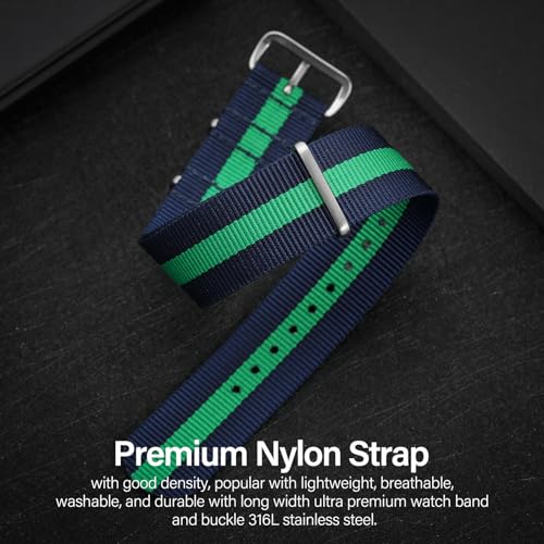 Image of TACTICAL FROG Nylon Watch Band 18mm 19 mm 20mm 22 mm 24 mm, Waterproof Military Watch Straps Replacement for Men Women, With Stainless Steel Buckle