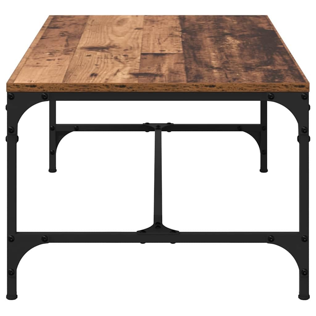 Mesa de centro de madera de 100 x 50 x 35 cm, aspecto de madera envejecida, diseño moderno con estante, resistente y duradera, para salón, sofá, esquina, dormitorio