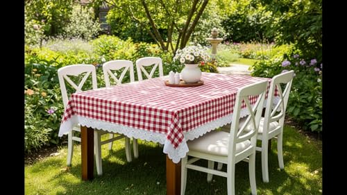 Image of RRC Cotton Dining Table Cover 60 x 90 Inch for 6 Seater, Rectangular Printed Table Cloth with Tassels, Pack of 1 Washable Centre Table Cover, Durable & Fade Resistant