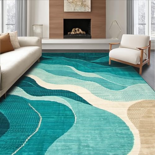 Tapete decorativo rectangular azul 6x9 pies