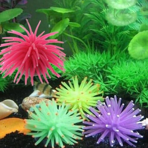 Image of Artificial Sea Anemone Aquarium Decorations, Silicone Coral Plant, Green, Fish Tank Ornaments, Underwater Decor