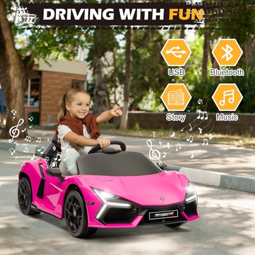 LALAHO Kinder Elektroauto 12V Kinderauto Lamborghini Elektrofahrzeuge mit Musikfunktion, für 3-6 Jahre Kinder – Bild 5
