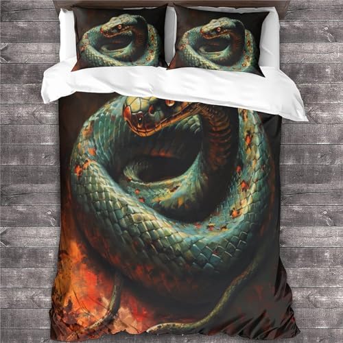Parure de lit serpent 200x200 housse de couette microfibre sans repassage pour lit ado