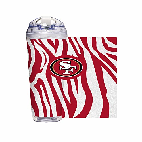 Image of Rico Industries NFL Football Glitter 24oz Acrylic Glitter Tumbler with Hinged Lid, Officially Licensed Double Wall Tumbler with Straw