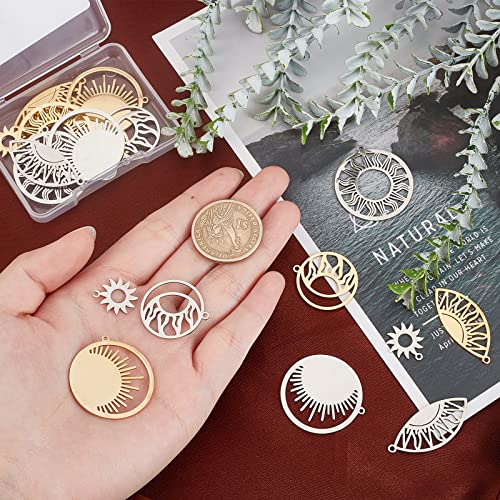 SUNNYCLUE 1 Box 20PCS 5 Style Stainless Steel Sun Moon Stars Charms Moon Charms for Bracelets Making Charms Pendants for DIY Jewellery Making Charms Necklace Crafting Earrings - Image 3