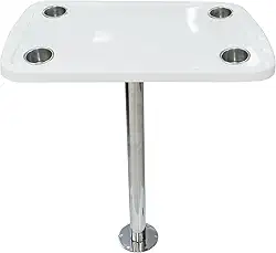 Mesa Náutica Fibra 45 X 65 Cm C/Haste Inox Lancha Barco