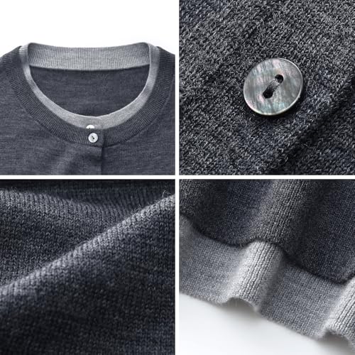 Image of GOELIA Pure Cashmere Wool Cardigans Womens Sweaters Trendy Long Sleeve Button Down Cozy Loose Fit Knit Going Out Tops