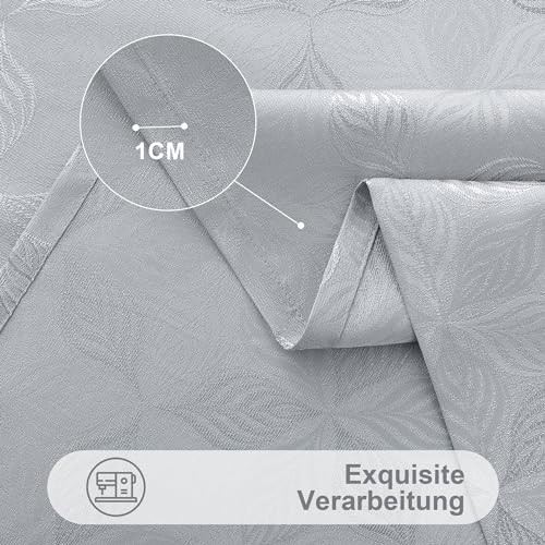 Homaxy Tovaglia lavabile, rettangolare, 100 x 140 cm, multifoglia, jacquard, antimacchia, facile da pulire, grigio - immagine 6