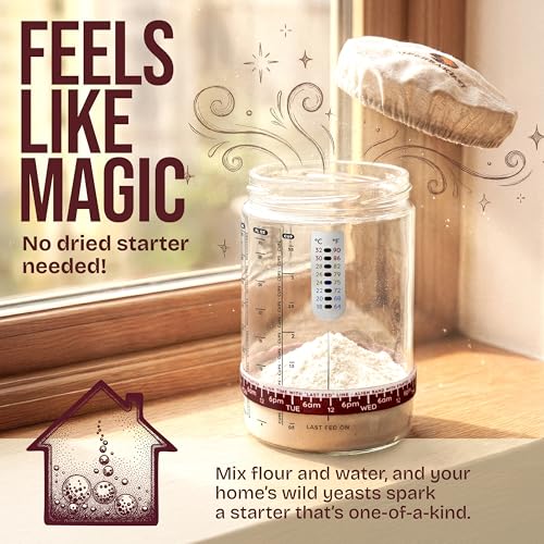 Superbaking Sourdough Starter Jar, Beginner Sourdough Starter Kit, 34oz Wide Mouth Sour Dough Glass Jar with Guides & Recipes, Sourdough Bread Baking Supplies, Sourdough Container Crock image 5