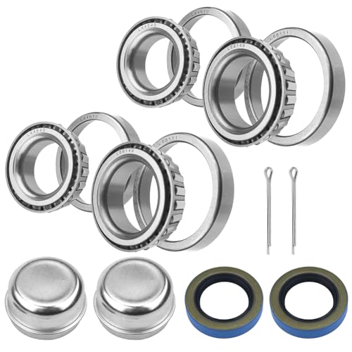 RigsNParts L44649/10 L68149/11 Trailer Bearing Kit For #84 Trailer Axle, Trailer Axle Bearing Kit with 1.98” Grease Cap, Grease Seals, Cotter Pins, Rotating Quiet and High-speed Trailer Bearing,2 Sets