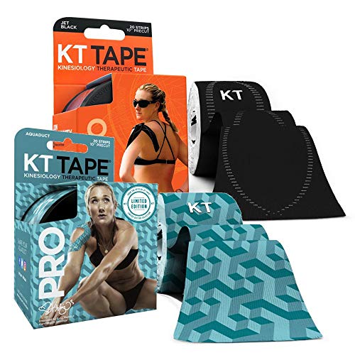 KT Tape PRO Precut 40-Strip Synthetic Kinesiology Tape Two-Roll Bundle - Aquaduct