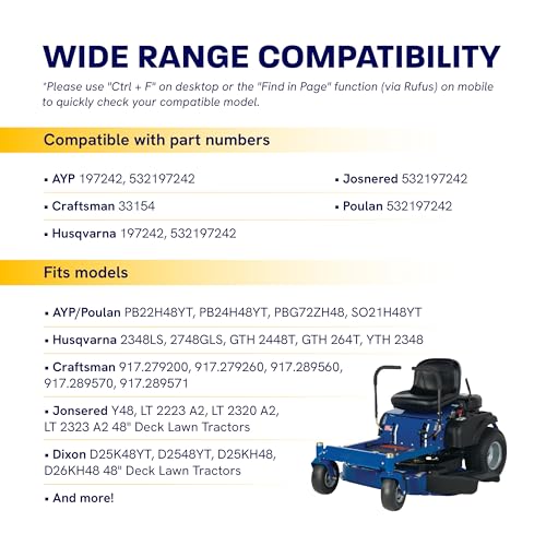 Image of [Upgraded Grip120] Canamax 532197242 197242 Deck Belt - for 48 inch Deck Husqvarna YTH24V48 YTH24K48 YTH2348 YTA24V48 Craftsman AYP Poulan Lawn Mowers | Aramid Cord | 138.2 inch