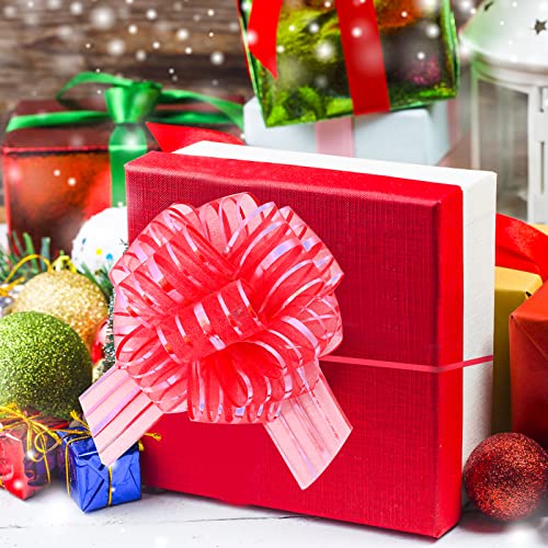 8 Pack Organza Pull Bow Gift Wrapping Bows, Multicolor Christmas Ribbon Pull Bows For Wedding Gift Baskets, Party Gift Wrap Bows, New Year Presents Decorating Bows 6 Inch Diameter #TOP3
