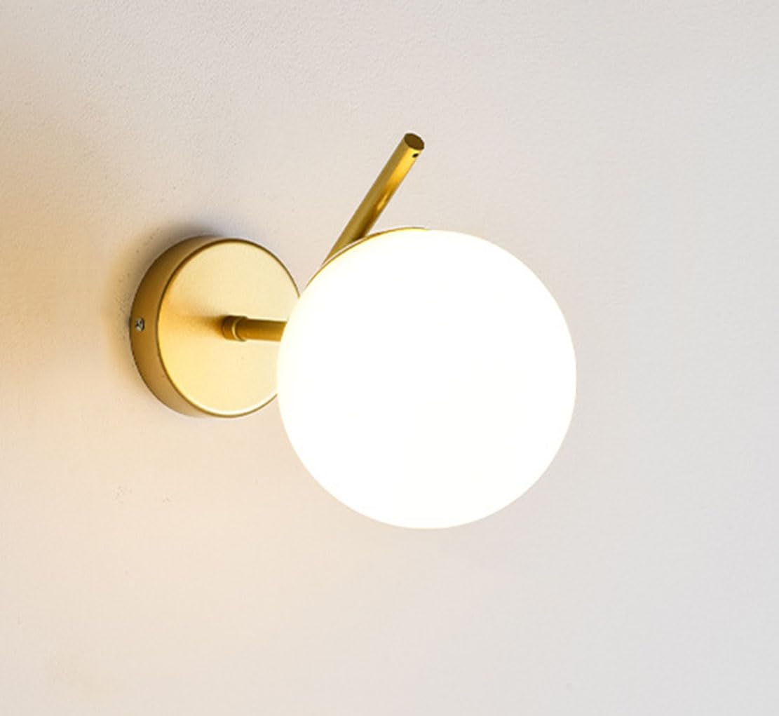 HUAYUSEDF Modern Wall Sconce Bedroom Simple Lights Living Room Backdrop Lamp Corridor Balcony Light Lighting Fixtures (Gold,White)(Gold,White)