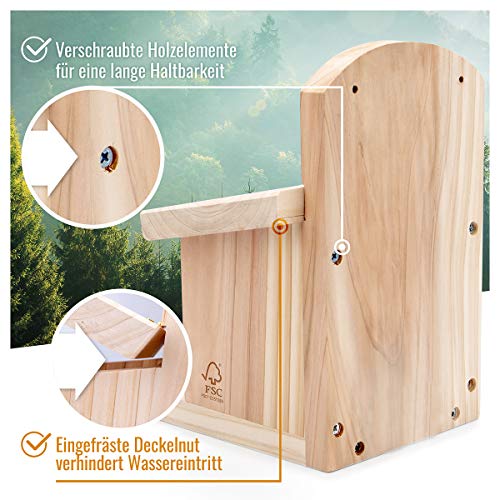 wild dier hart | Eekhoorn Voederhuis - Eekhoorn Vogelvoeder gemaakt van geschroefd massief Hout, Weerbestendig, Voerstation voor de Eekhoorn, Voerstation voor Balkon en Tuin, Eekhoornhuisje, Voeder - Image 4