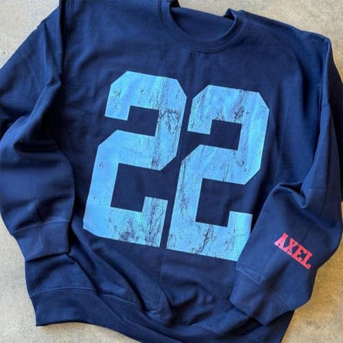 Custom #1 Fan Sweatshirt Printed Number Letter Personalized Vintage Sports T-Shirts Customize School Team Name Crewneck City Shirts Gift for Cheer Girls Mom Teen Unisex Varsity Game Day Sports Lovers4