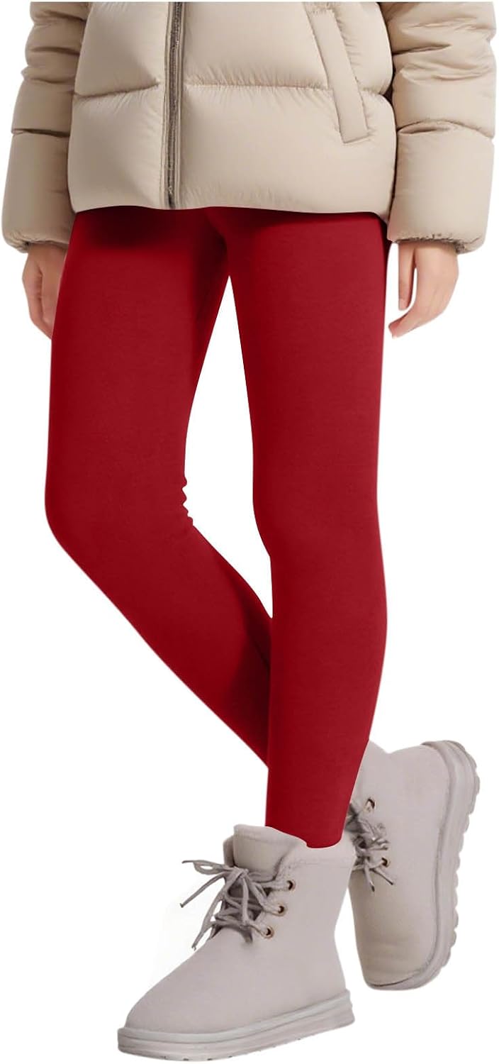 Girls Fleece Lined Leggings Size 3-13 Kids Winter Thermal Warm Elastic Waist Tights Slim Athletic Running Yoga Pants