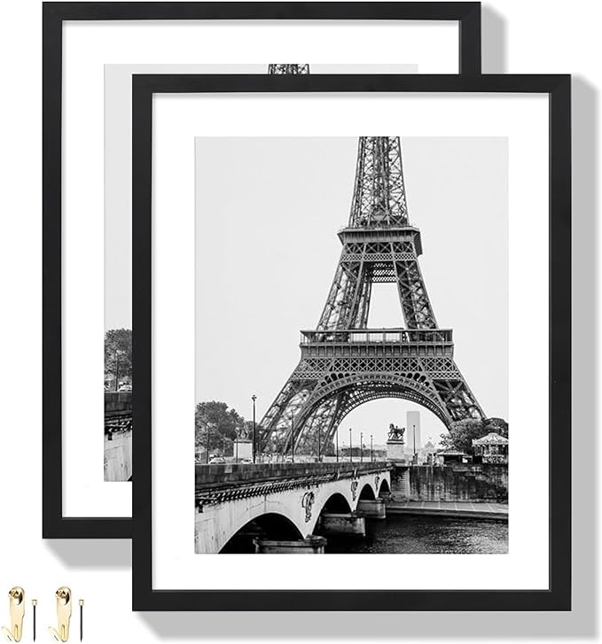 Aluminum photo frame set of 2 A4 Size wall photo frame and tabletop Frame for home decor. Metal Photo Frame (A4, Black)