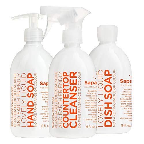 Sapadilla Grapefruit + Bergamot Dish Soap, Hand Soap & Countertop Cleanser, Variety Pack