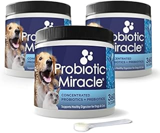NUSENTIA Probiotic Miracle for Dogs and Cats (3 Bundle) Save $13. Eliminate Diarrhea, Constipation, Loose Stool, Yeast and More. Made in USA. GMP Certified