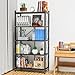 Lifetime Home 5-Tier Foldable Storage Shelf with Wheels - Metal Collapsible Shelving Unit Display, Rolling Cart for Books Kitchen Storage Shelves, Pantry & Closet Organizer, Office Room Decor - Black