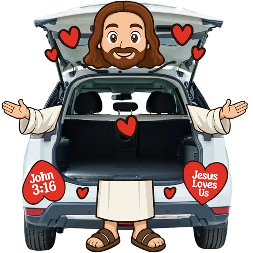 Jesus Loves Us Trunk or Treat Outdoor Decorations Kit, Jesus John 3:16 Religious Trunk or Treat Halloween Decorations for SUV Car Archway Garage Door Party Decorations