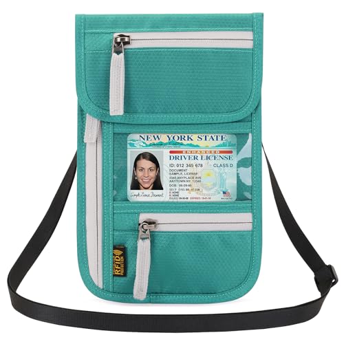 Image of Neck Wallet Lightweight RFID Blocking Waterproof Travel Pouch Passport Wallets for Women Men