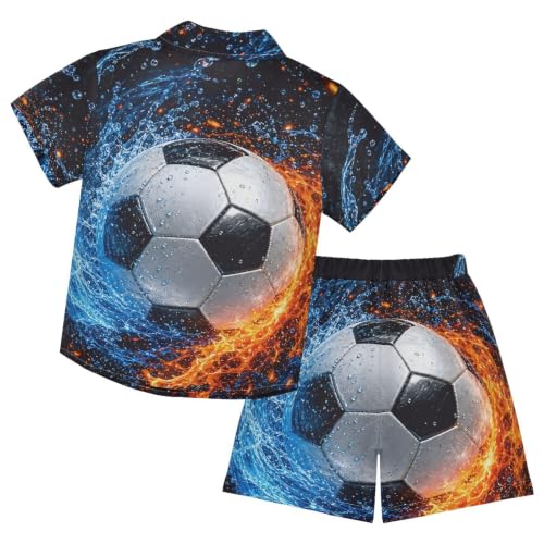 Image of 3T Toddler Boy Shorts Set Teal Hawaiian Button Down Shirts Summer Outfits for Little Boy